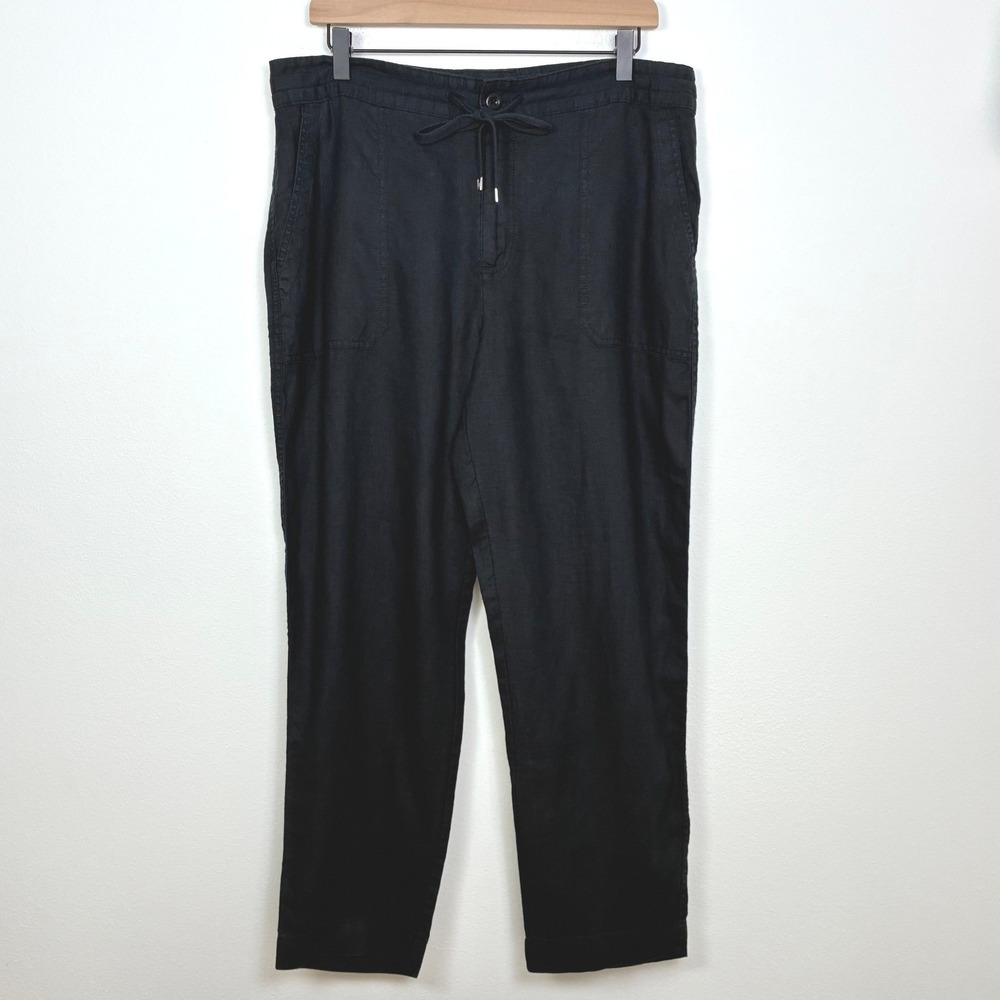 Lauren Ralph Lauren 100% Linen Drawstring Straight Leg Pants Women's 10 Summer